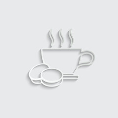 cup of coffee with macaron icon vector macaroons sign 