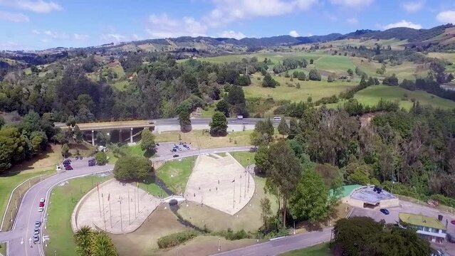 car driving on asphalt road On the sunset . Road seen from the air. Aerial view landscape. drone video