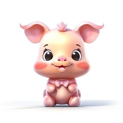 Portrait of Pig cartoon animal. Cute style character avatar. Generative AI