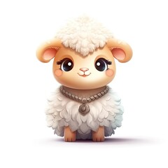 Portrait of Lama cartoon animal. Cute style character avatar. Generative AI