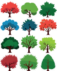 Gorgeous trees bushes shrubs seasesonal vector art