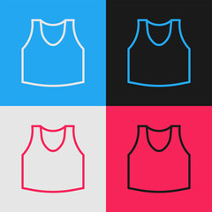 Pop art line Undershirt icon isolated on color background. Vector