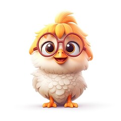 Portrait of Chicken cartoon animal. Cute style character avatar. Generative AI