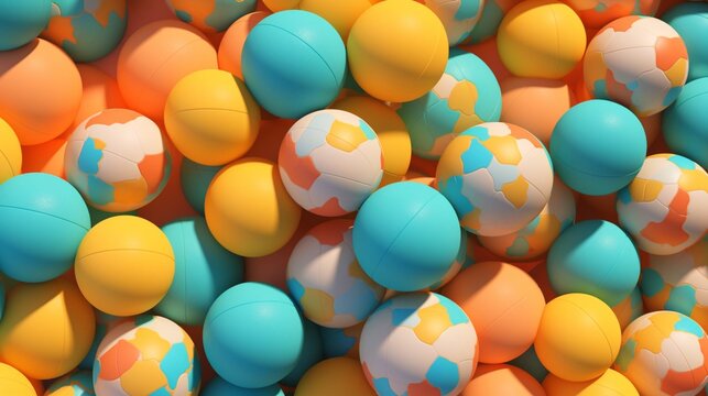 Pattern of small balls of bright colors in sunlight, blue and yellow