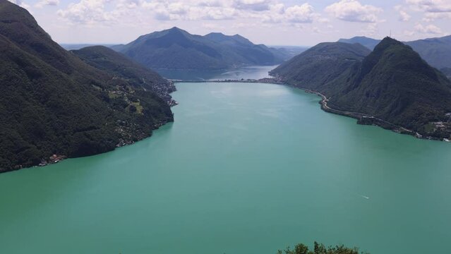 View over Lugano in Ticino from Monte Bre, Switzerland 