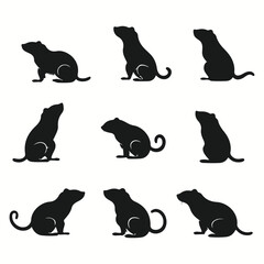 Water Vole silhouettes and icons. Black flat color simple elegant Quetzal animal vector and illustration.