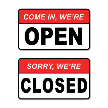 we're open and closed sign. vector illustration