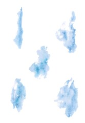 Fototapeta na wymiar Blue clouds on a white background. Watercolor clouds. Sky