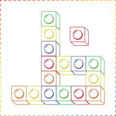Arabic Alphabet letter stroke coloring blocks