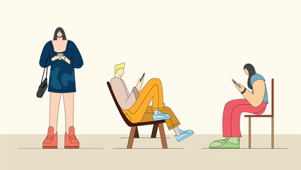 Colorful using phone illustration