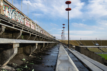 Naklejka premium The tribunes of an abandoned Strahov Stadium in Prague, Czech Republic