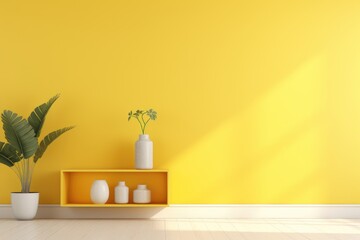 Colorful minimal interior, wall and home decor, AI Generated