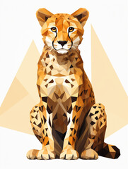 A Vector Art Illustration of a Geometric Cheetah with Bold Sharp Angles | Generative AI