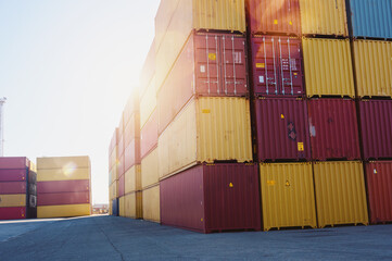 Fototapeta premium Cargo container at the port ready to travel
