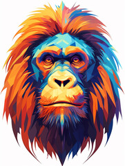 A Vector Art Illustration of a Geometric Orangutan with Bold Sharp Angles | Generative AI