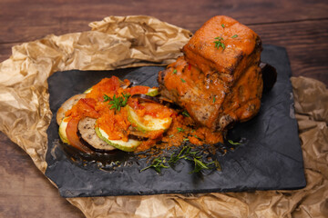 beef stew and ratatouille on the side.