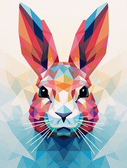 A Vector Art Illustration of a Geometric Rabbit Head with Bold Sharp Angles | Generative AI