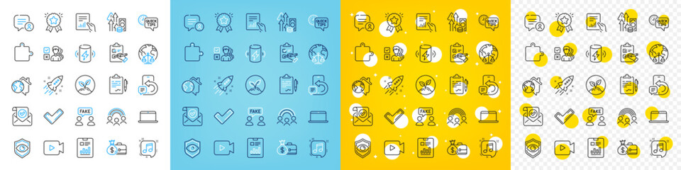 Vector icons set of Salary, Phone message and Confirmed mail line icons pack for web with Inflation, Ranking star, Charge battery outline icon. Fake information, Chat bubble. Vector