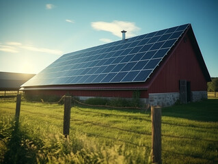 Eco-Farming: Solar Energy Meets Rural Beauty in Late Afternoon Light