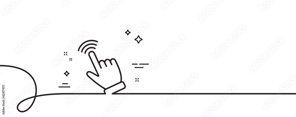 Poster hand cursor line icon. continuous one line with curl. click action sign. finger pointer symbol. curs