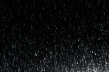 Falling rain drops on a black background. Graphic resource for installation or blank for design. AI generated - obrazy, fototapety, plakaty