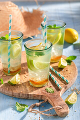 Fototapeta premium Fresh lemonade as a drink for hot days.
