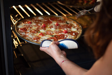 pizza in the oven
