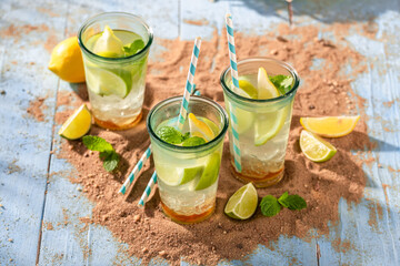 Fresh lemonade as perfect drink for hot summer days.