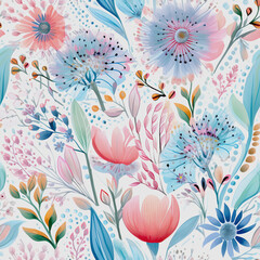 Fototapeta na wymiar Flower pattern, seamless textre, fabric wallpaper.