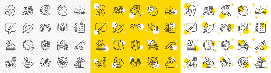 Outline Difficult stress, Coronavirus injections and Dating line icons pack for web with Medical analyzes, Medical tablet, Fair trade line icon. Stress, Cream, Vaccine message pictogram icon. Vector
