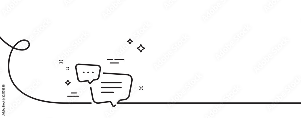 Aufkleber text message line icon. continuous one line with curl. chat comment sign. speech bubble symbol. text