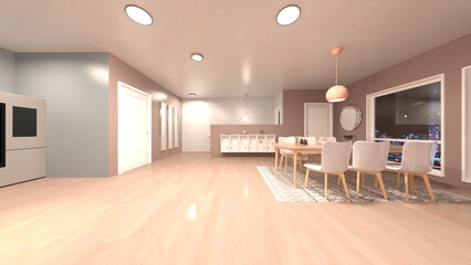 夜景が見えるリビングルーム