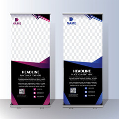 Roll Up Banner Signage Standee Template for Advertising and Multipurpose Use with Four Color Variations,display banner, brochure, x-banner, Standee Banner