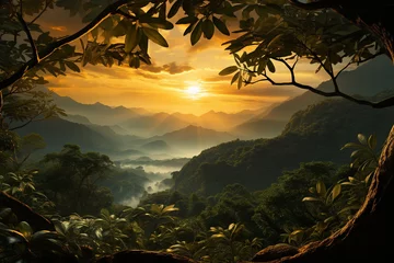 Fotobehang Colombia nature photo sunset nature latam, Beautiful views, mesmerizing landscapes, traveling through the nature of the lagoon, Creative photos, interesting details © Ruslan Batiuk