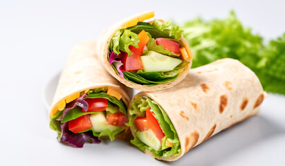 fresh tortilla wraps with vegetables on the plate
