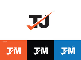 Checklist Alphabet tj Letter Logo, Checkmark tj Business Logo Icon Design