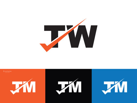 Checklist Alphabet tw Letter Logo, Checkmark tw Business Logo Icon Design