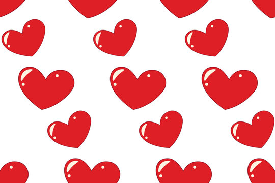 Seamless Pattern of hearts in cartoon style in trendy shades. Isolate. Valentines day. Vector. EPS