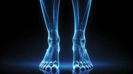 Joint paint or injury in feet and ankles, x-ray style illustration