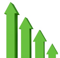 Growth charts with arrows - 3d rendering