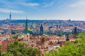 Fototapeta na wymiar Panoramic view of Prague city, Czech Republic Capital City