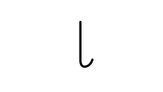 L letter small writing cartoon animation. Compatibile part of alphabet serie. Handwriting educational style for children. Good for education movies, presentation, learning alphabet, etc...