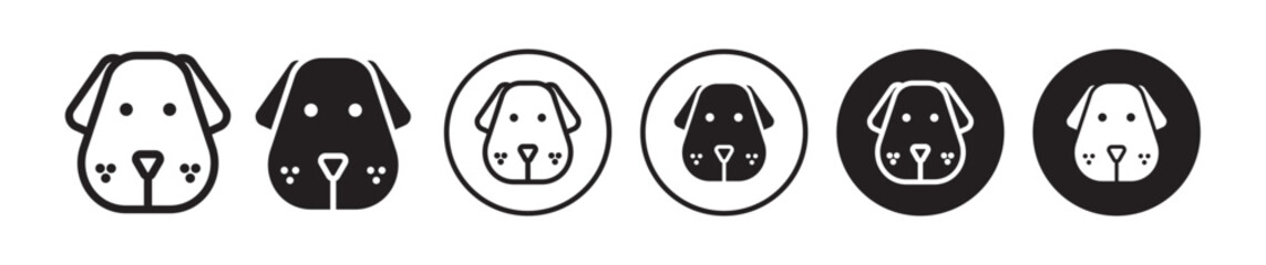 little puppy face icon set. cute dog head vector pictogram.