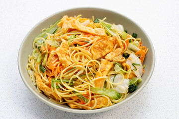 Chinese-styled fried noodle. Asian cuisine