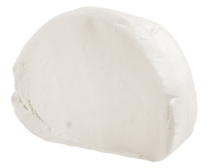 Mozzarella cheese isolated on white background, full depth of field