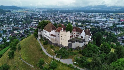 Fototapeta na wymiar drone photo Lenzburg Castle, schloss Lenzburg Switzerland europe