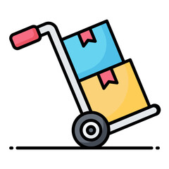 Hand Truck Line Color Icon