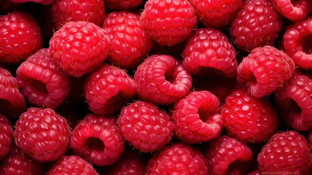 Raspberry background, red berries. Created with Generative Ai technology.
