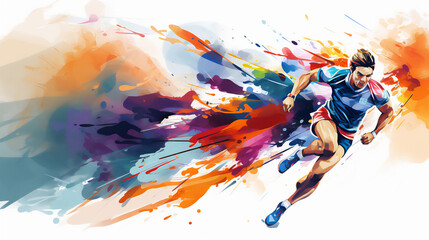 Athletic and Sports Illustration. Ideal for Banner or Background. Ai generative. - obrazy, fototapety, plakaty