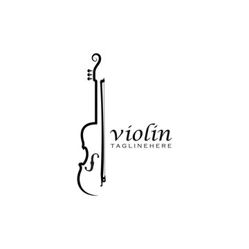 Violin viola fiddle cello instrument gold logo design